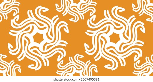 seamless pattern of  flowers nature geometric with orange color background vector illustration