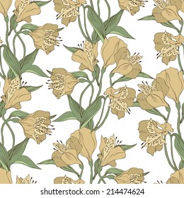seamless pattern with flowers ocher