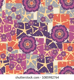Seamless pattern. Flowers on an abstract background. Easily editable.
