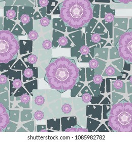 Seamless pattern. Flowers on an abstract background. Easily editable.