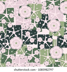 Seamless pattern. Flowers on an abstract background. Easily editable.