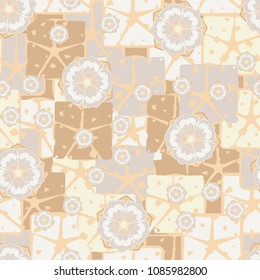 Seamless pattern. Flowers on an abstract background. Easily editable.
