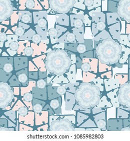 Seamless pattern. Flowers on an abstract background. Easily editable.