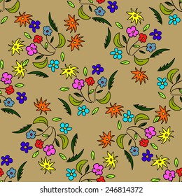 seamless pattern with flowers on a beige background