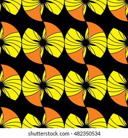 seamless pattern with flowers on a black background