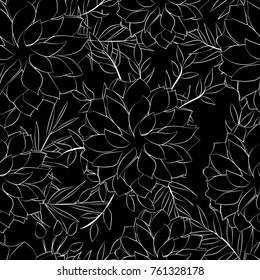 seamless pattern of flowers on black background, vector illustration
