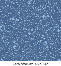 Seamless pattern with flowers on a blue background. Background for gift wrapping. Decoration fabric. Wallpaper design. Stylish beautiful baby seamless pattern