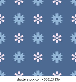 Seamless pattern with flowers on a blue background for gift wrapping. Decoration fabric. Wallpaper design. Stylish beautiful