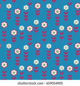 Seamless pattern with a flowers on a blue background