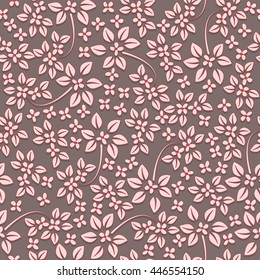 Seamless pattern with flowers on brown background