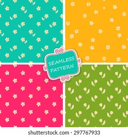 seamless pattern with flowers on colorful background