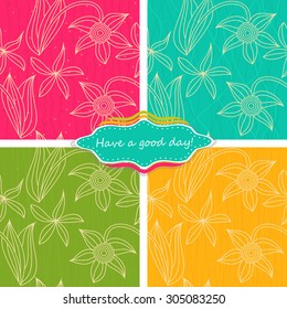 seamless pattern with flowers on colorful background
