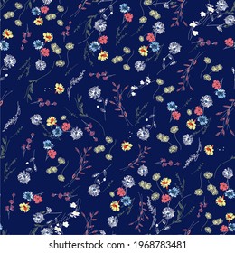 Seamless pattern, flowers on a dark background