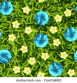 Seamless pattern. Flowers on the grass.