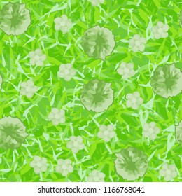 Seamless pattern. Flowers on the grass.