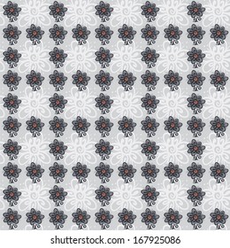 Seamless pattern with flowers on a gray background
