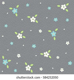 Seamless pattern with flowers on a gray background. It can be used for packing of gifts, tiles fabrics backgrounds. Vector illustration.