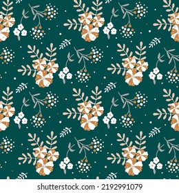 patrón ininterrumpido con flores sobre fondo verde