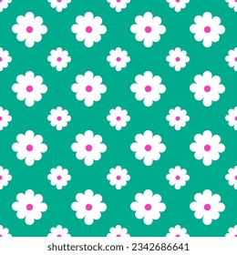 Seamless pattern flowers on green background for wallpaper, fabric, clothing,backdrop,texture, wrapping paper, notebook cover ,curtain,pillow case and stationary.SHOTLISTretro.