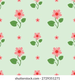 Patrón sin fisuras con flores sobre un fondo verde. Tela, textil, papel de embalaje
