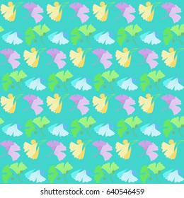 Seamless pattern with flowers on green. Vector illustration of floral background.
