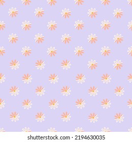 Seamless pattern with flowers on a lilas background.
