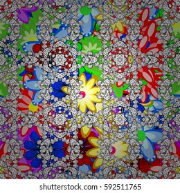 Seamless pattern with flowers on motley background. Vector illustration of flowers.