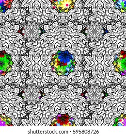 Seamless pattern with flowers on motley background. Vector illustration of flowers.