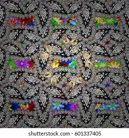 Seamless pattern with flowers on motley background. Vector illustration of flowers.