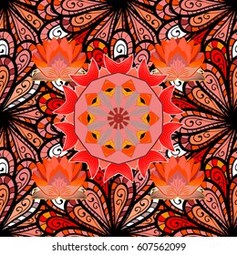 Seamless pattern with flowers on motley background. Vector illustration of flowers.