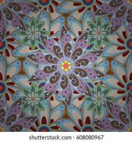 Seamless pattern with flowers on motley background. Vector illustration of flowers.