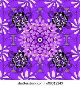 Seamless pattern with flowers on motley background. Vector illustration of colorful flowers.