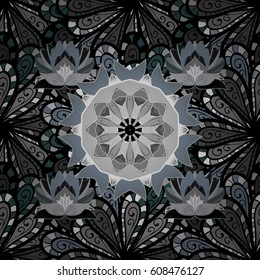 Seamless pattern with flowers on motley background. Vector illustration of flowers.