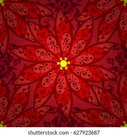 Seamless pattern with flowers on motley background. Vector illustration of pink flowers.