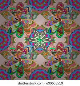 Seamless pattern with flowers on motley background. Vector illustration of flowers.