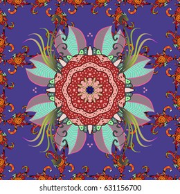 Seamless pattern with flowers on motley background. Vector illustration of flowers.