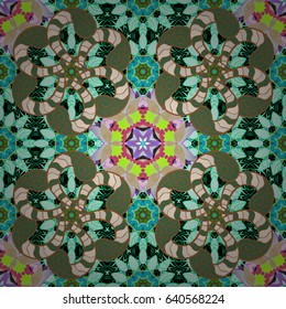 Seamless pattern with flowers on motley background. Vector illustration of black and pink flowers.