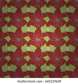 Seamless pattern with flowers on motley background. Vector illustration of blue and pink flowers.