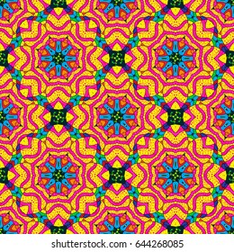 Seamless pattern with flowers on motley background. Vector illustration of blue flowers.