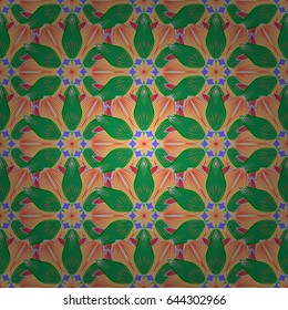 Seamless pattern with flowers on motley background. Vector illustration of blue flowers.