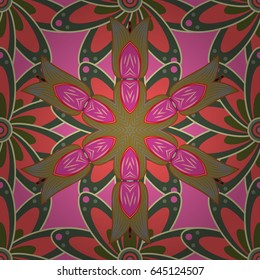 Seamless pattern with flowers on motley background. Vector illustration of red flowers.