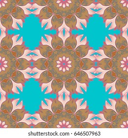 Seamless pattern with flowers on motley background. Vector illustration of blue flowers.