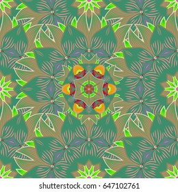 Seamless pattern with flowers on motley background. Vector illustration of blue flowers.