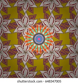 Seamless pattern with flowers on motley background. Vector illustration of blue/green flower.