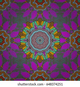 Seamless pattern with flowers on motley background. Vector illustration of flowers.