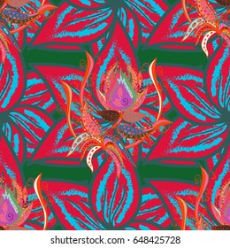 Seamless pattern with flowers on motley background. Vector illustration of flowers.