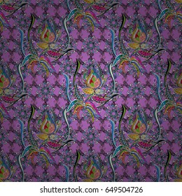 Seamless pattern with flowers on motley background. Vector illustration of flowers.