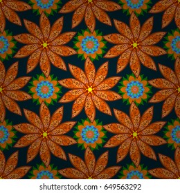 Seamless pattern with flowers on motley background. Vector illustration of flowers.