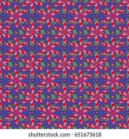 Seamless pattern with flowers on motley background. Vector illustration of flowers.