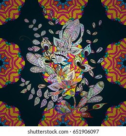 Seamless pattern with flowers on motley background. 